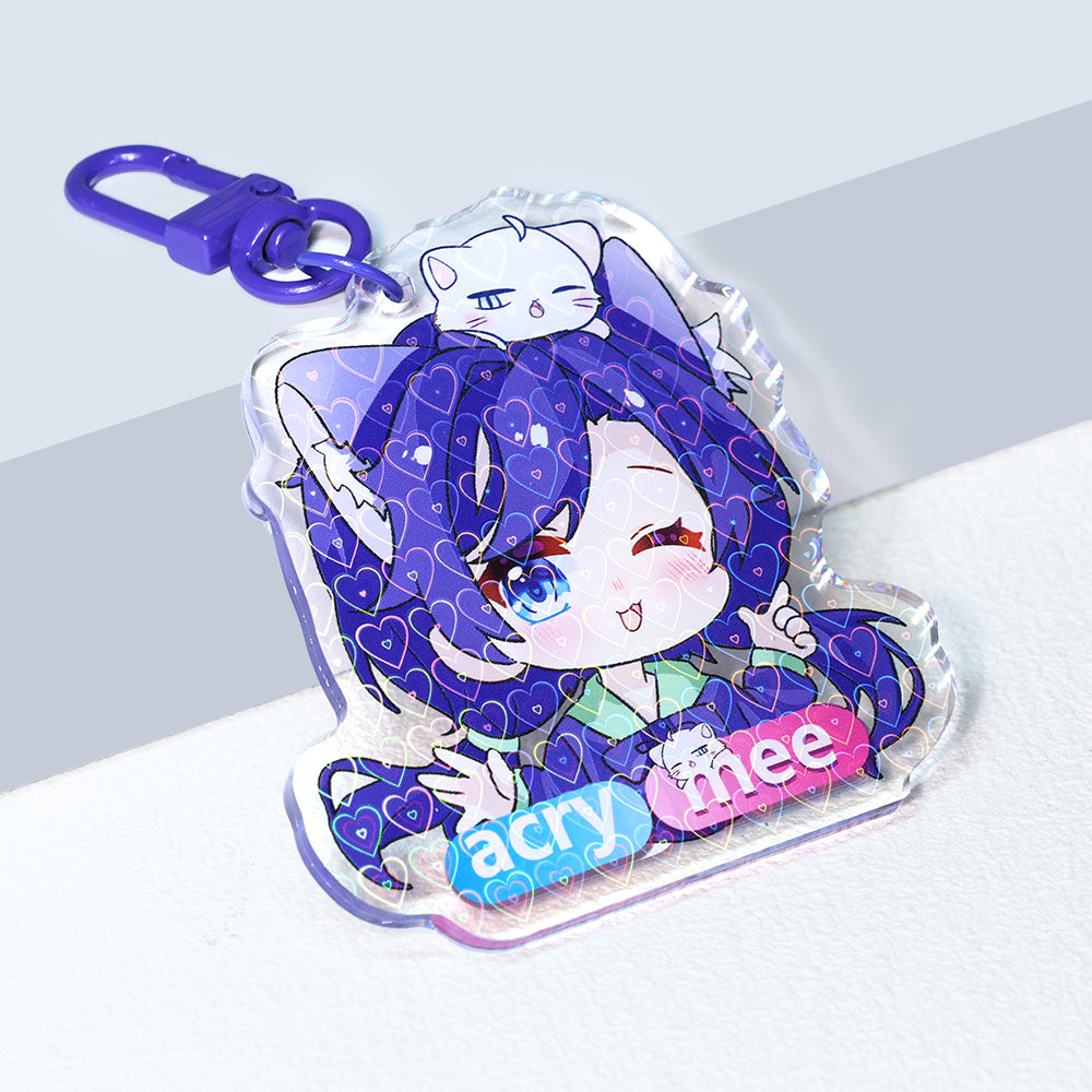 Custom Heart Holographic Acrylic Keychain