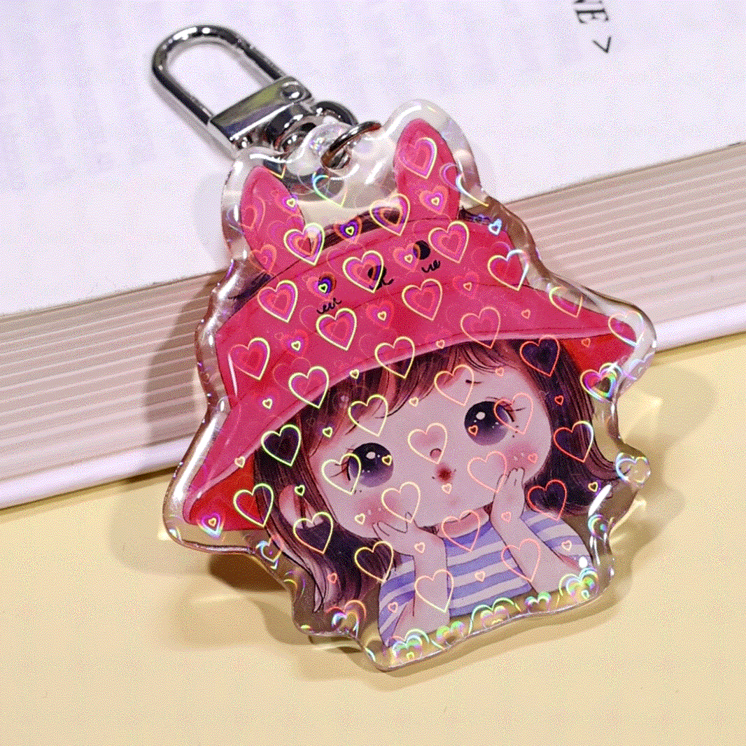 Custom Epoxy Resin Holographic Heart Keychain| Acrymee