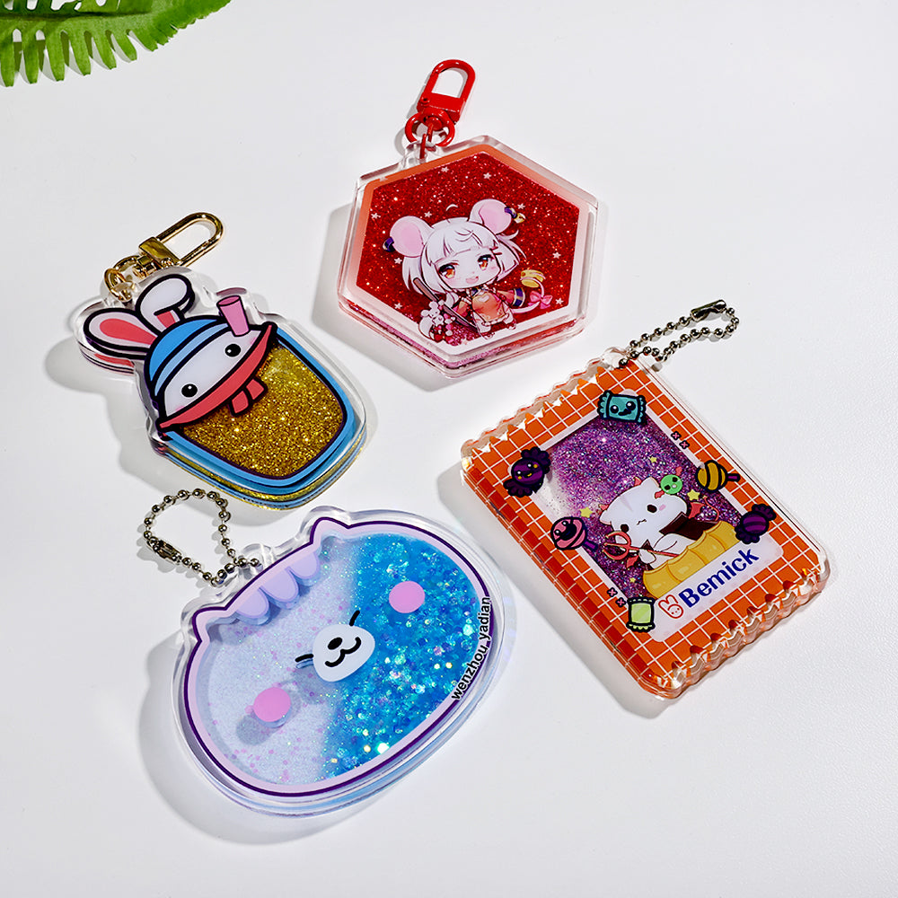 Custom Liquid Quicksand Keychain | Glitter Shaker Acrylic Charm