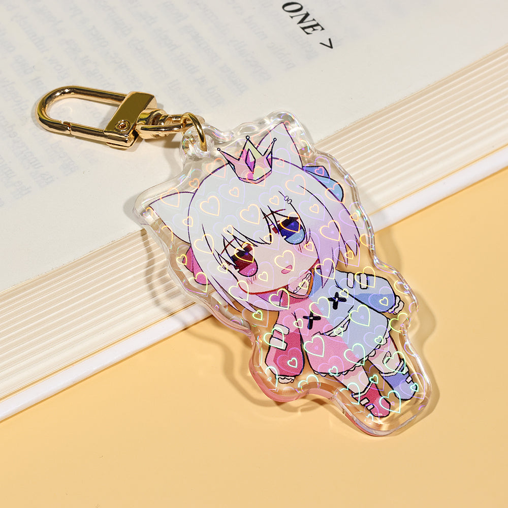Customized Crystal Arc Holographic Heart Keychain | Acrymee