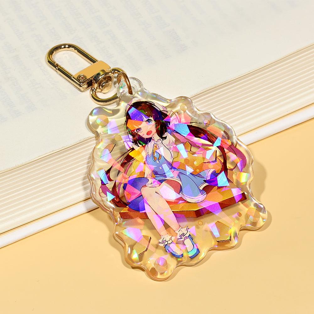 Custom Epoxy holo Broken Glasses Keychain | Acrymee