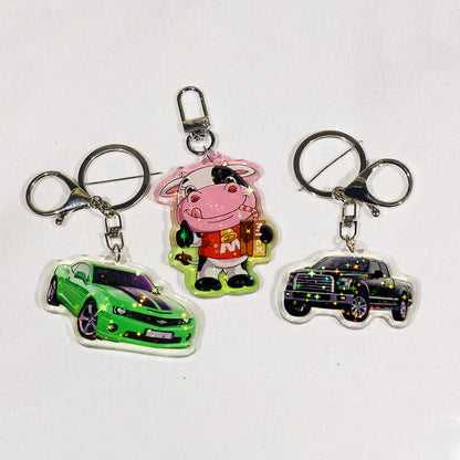 Porte-clés étoile holographique en résine époxy personnalisée | Acrymee