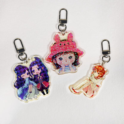 Porte-clés cœur holographique en résine époxy personnalisée | Acrymee