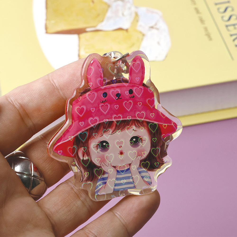 Custom Heart Holographic Acrylic Keychain