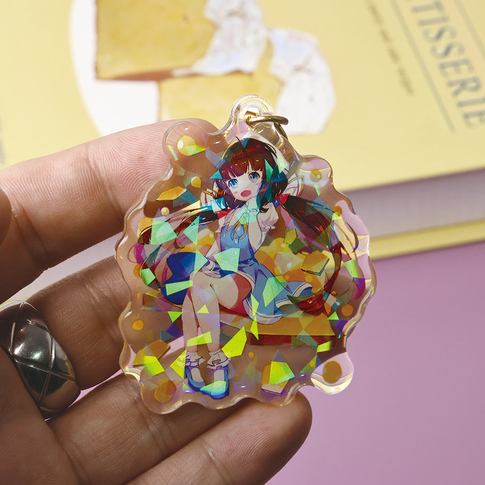 Custom epoxy glass broken keychain