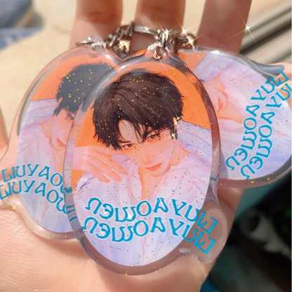 Custom Double Sided Epoxy Glitter Keychain