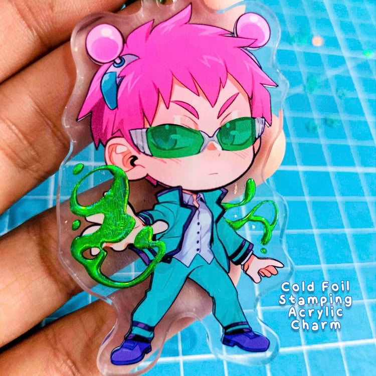 Custom Cold Foil Stamping Clear Acrylic Keychains