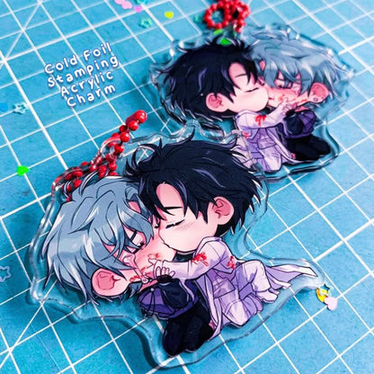 Custom Cold Foil Stamping Clear Acrylic Keychains